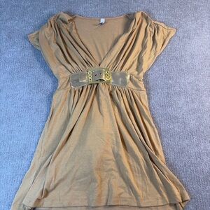 Kiwi Tan Belted Tunic Dress / Top 1466